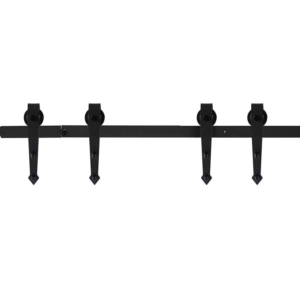 Levede Sliding Barn Door Hardware Track Set in matte black, showcasing smooth rollers and sturdy tracks for easy door operation.