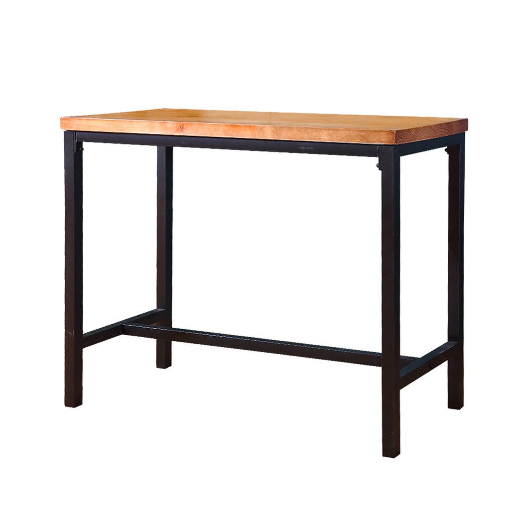 Levede Vintage Industrial Wood Bar Table featuring a natural wooden surface and sturdy steel legs, ideal for kitchens, cafes, and offices.