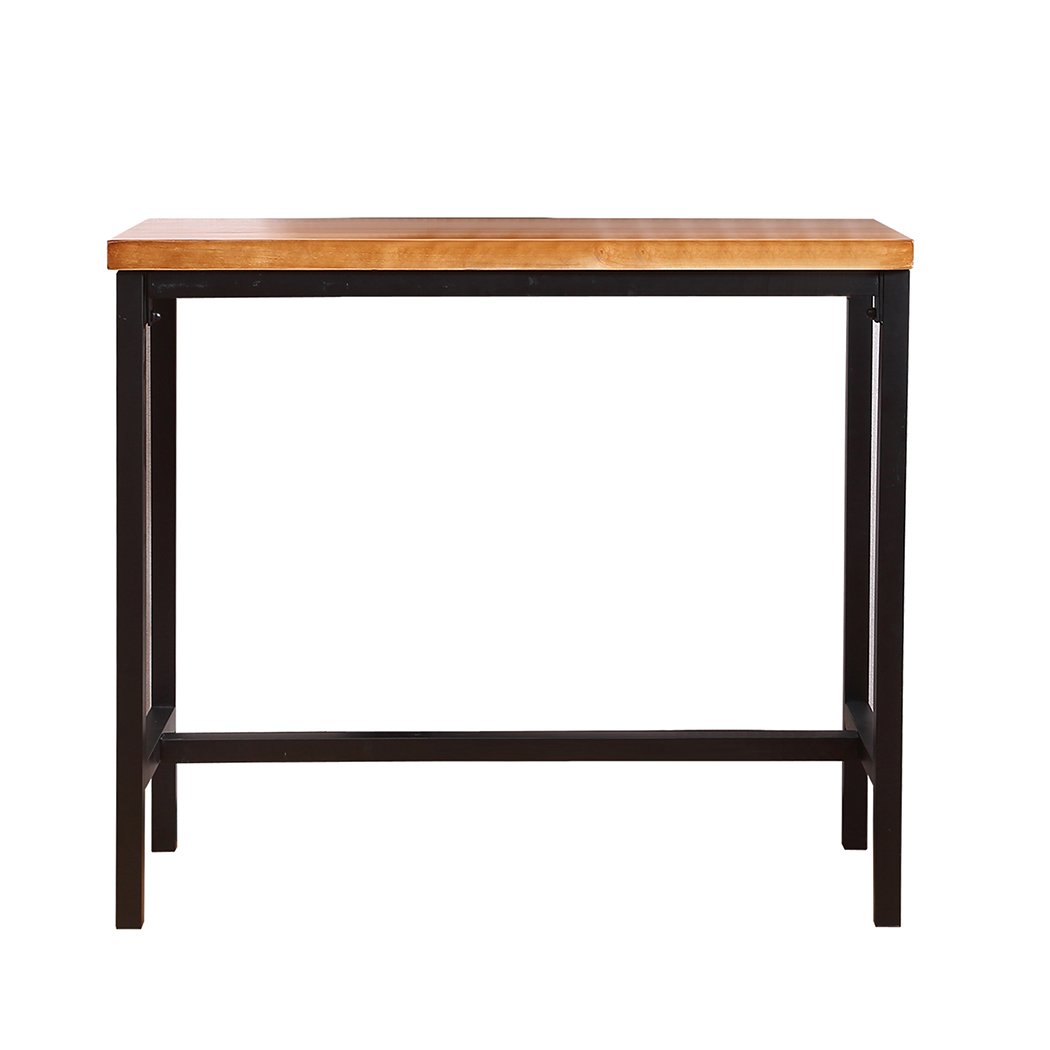 Levede Vintage Industrial Wood Bar Table featuring a natural wooden surface and sturdy steel legs, ideal for kitchens, cafes, and offices.