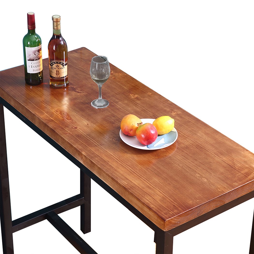 Levede Vintage Industrial Wood Bar Table featuring a natural wooden surface and sturdy steel legs, ideal for kitchens, cafes, and offices.