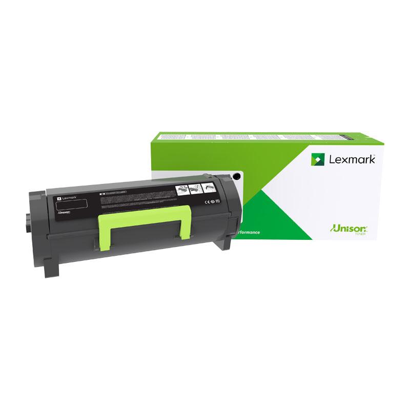 LEXMARK 56F6X0E XHY Black Toner cartridge, designed for high-quality printing with a yield of 20,000 pages, compatible with various Lexmark printers.