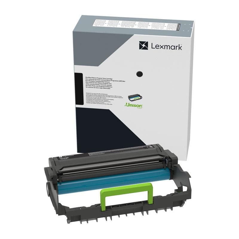 LEXMARK 55B0ZA0 Imaging Unit, a high-yield toner cartridge designed for Lexmark printers, showcasing its sleek design and packaging.