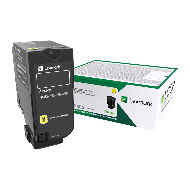 LEXMARK 74C60Y0 Yellow Toner cartridge, vibrant yellow color, designed for Lexmark printers.