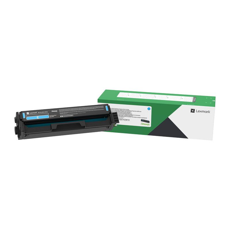 LEXMARK C3230C0 Cyan Toner cartridge, vibrant cyan color, designed for Lexmark printers.