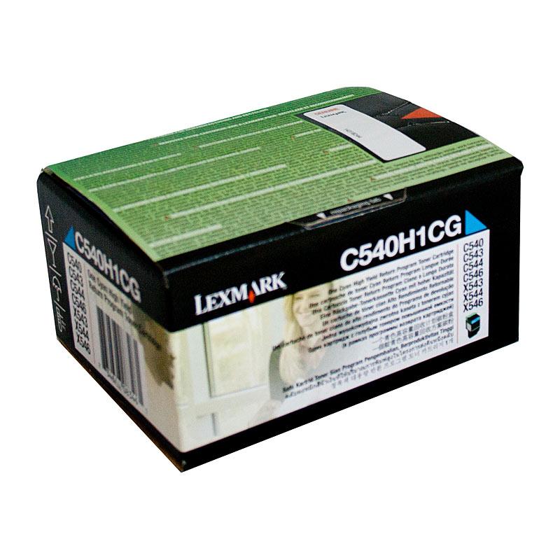 LEXMARK C540H1CG Cyan Toner cartridge, vibrant cyan color, designed for high-quality printing.