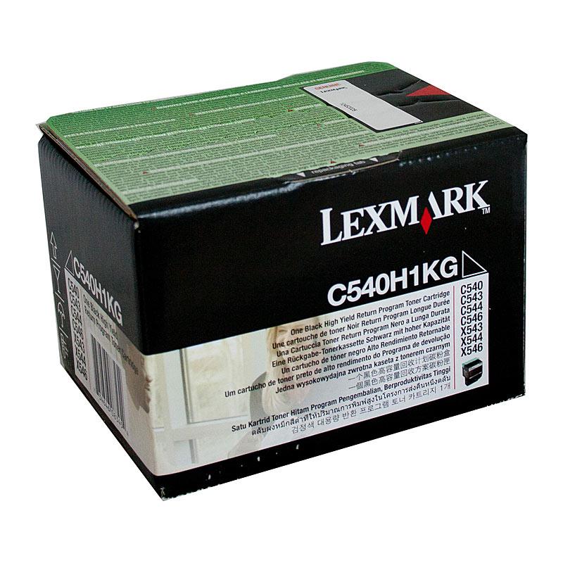 LEXMARK C540H1KG Black Toner cartridge, designed for high-quality printing with a yield of 2,500 pages, compatible with various Lexmark printers.