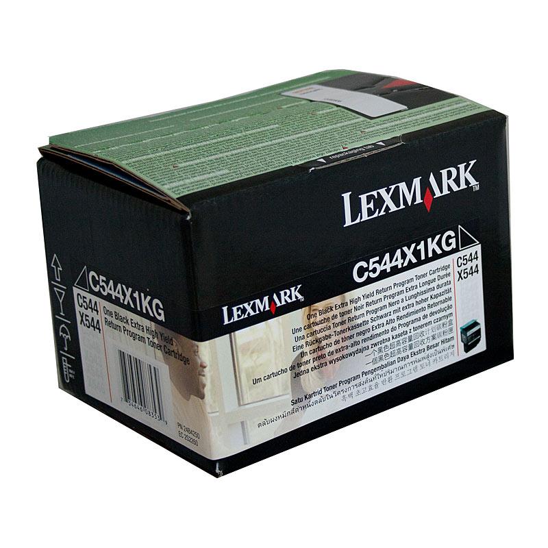 LEXMARK C544X1KG Black Toner cartridge, designed for high-quality printing with a yield of 6,000 pages, compatible with various Lexmark printers.