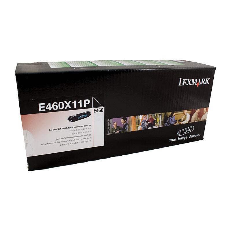 LEXMARK E460X11P Prebate Toner cartridge in black, designed for Lexmark E460 printer, yielding 15,000 pages.