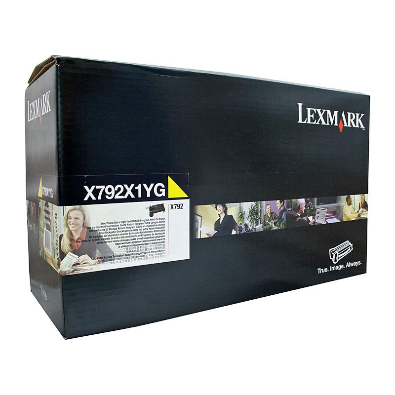 LEXMARK X792X1YG HY Pre Yellow Cartridge, a genuine toner cartridge designed for Lexmark X792 printer, yielding 20,000 pages.