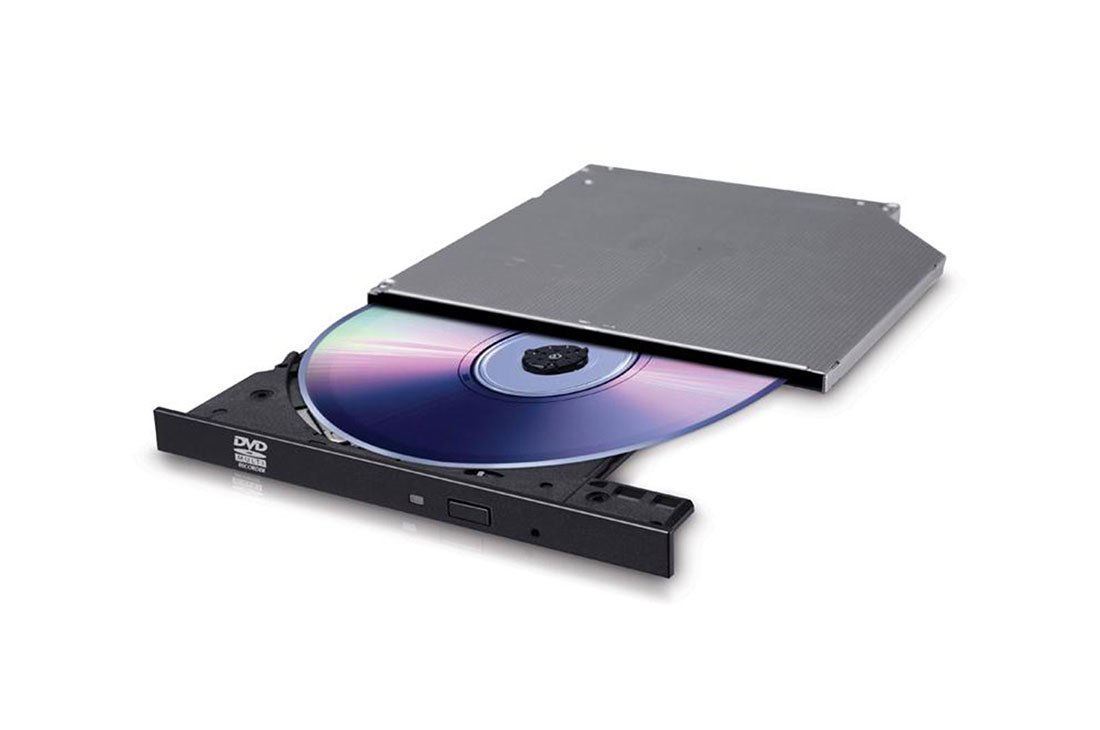 LG GUD1N Ultra Slim DVD Writer with M-DISC support, showcasing its sleek design and connectivity options.