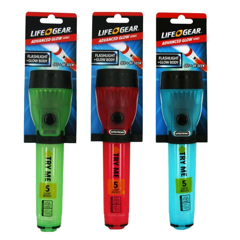 LIFEGEAR Mini FL Retail 12Pk featuring 12 compact mini flashlights in assorted colors, ideal for outdoor use and emergencies.