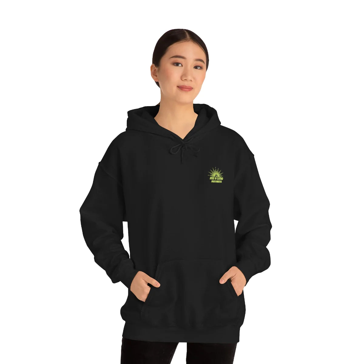 LIMITED EDITION TROG® MasonBrite BlazinHaze Collab Heavy Blend™ Hooded Sweatshirt featuring a plush fabric, spacious kangaroo pocket, and stylish drawstring hood.