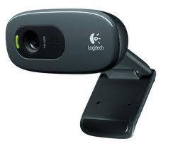 Logitech C270 3MP HD Webcam with a sleek design, featuring a lens and built-in microphone for video calls.