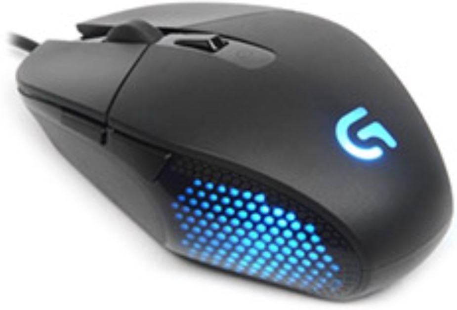 Logitech G302 Wired Daedalus Prime MOBA Gaming Mouse with customizable RGB lighting and ergonomic design.