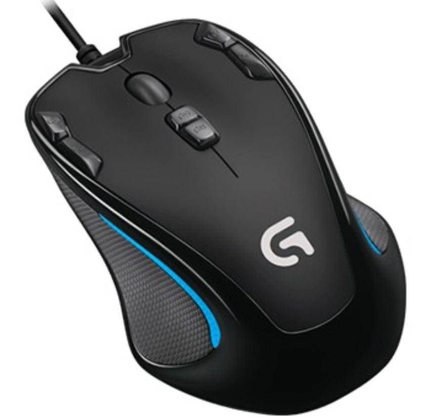 Logitech G300s Optical Ambidextrous USB Gaming Mouse with 2500DPI and 9 programmable buttons, showcasing its sleek design and customizable features.