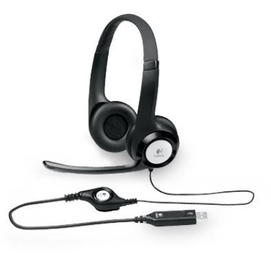 Logitech H390 USB Headset with adjustable headband and noise-cancelling microphone, designed for comfort and clarity.