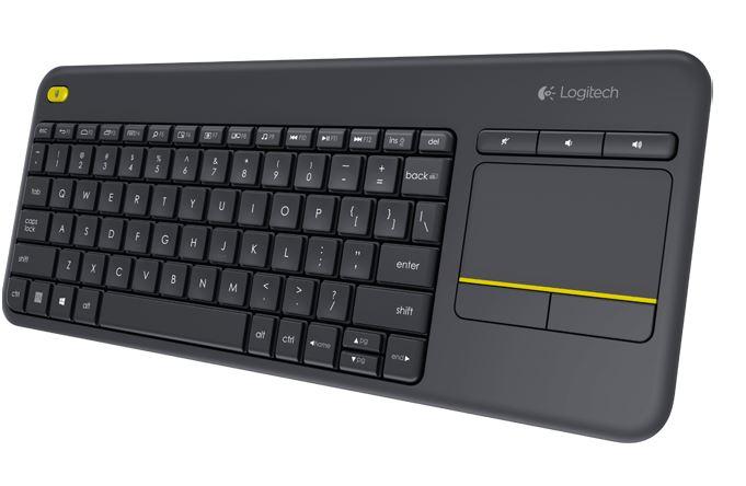 Logitech K400 Plus Wireless Keyboard with integrated touchpad and media keys, designed for comfortable media control.