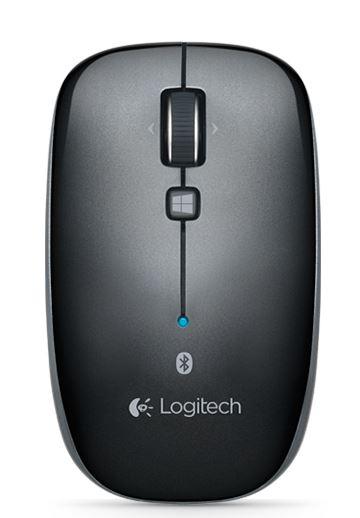 Logitech M557 Bluetooth Mouse in black, showcasing its sleek design and customizable buttons.