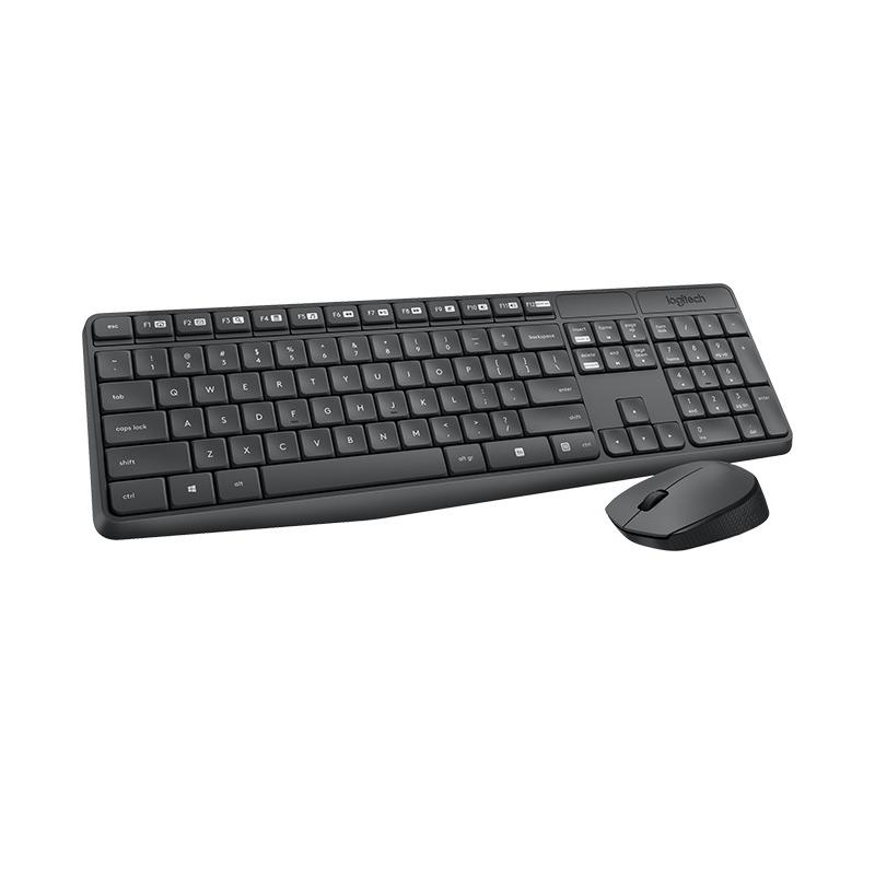 LOGITECH MK235 Wireless Keyboard and Mouse Combo showcasing a full-size keyboard layout and sleek mouse design, ideal for home and office use.