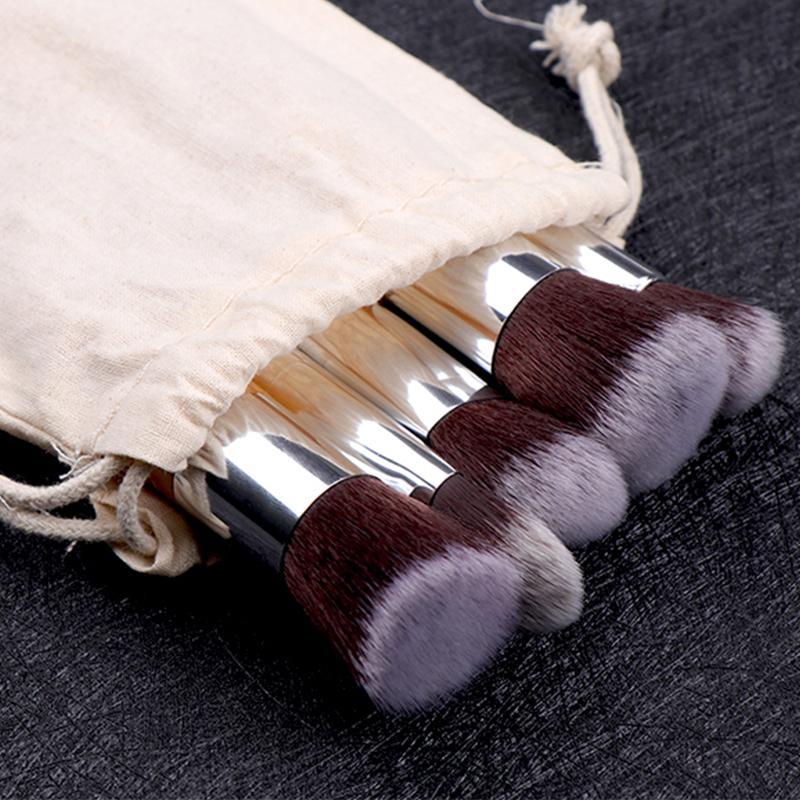 Lucky Beauty Bamboo Brush Set of 11 pcs with soft bristles and sustainable bamboo handles, displayed in a stylish linen cotton bag.