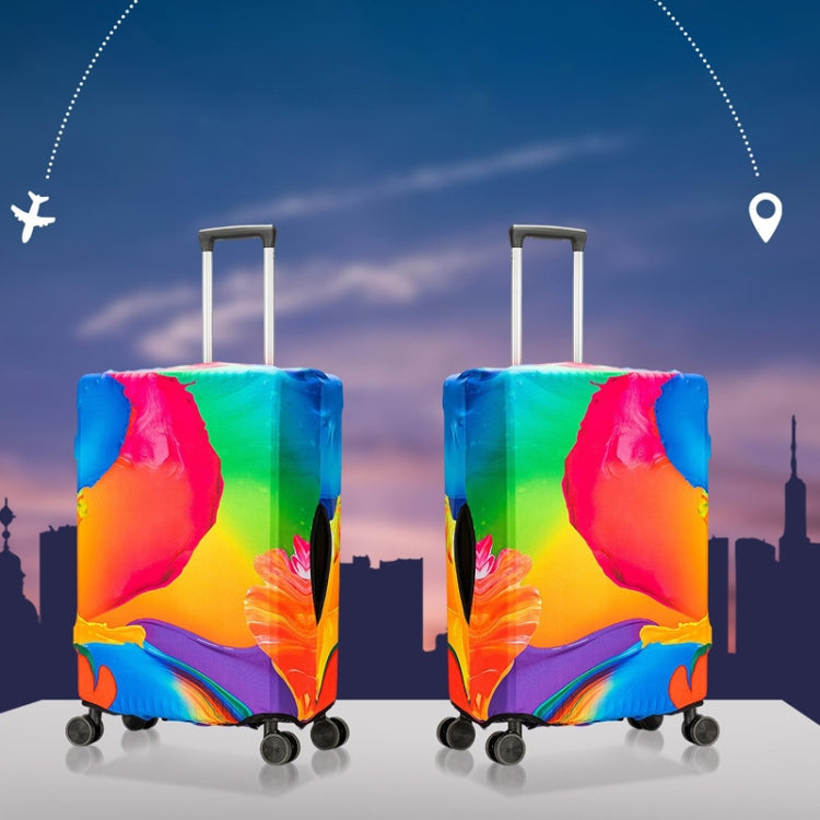 Luggage Protective Cover in vibrant colors, showcasing its stretch fabric and hook and loop fastener design.