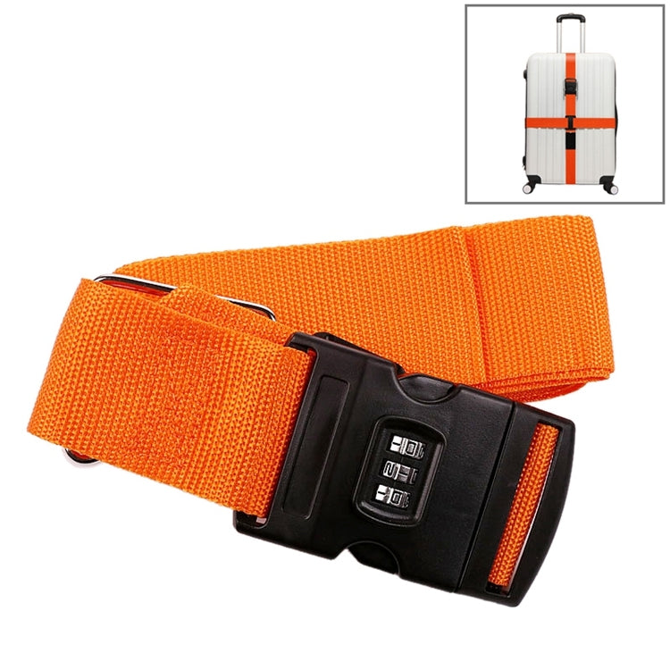 Adjustable luggage strap with a 3-digit lock, bright colors, and luggage tag slot for secure travel.