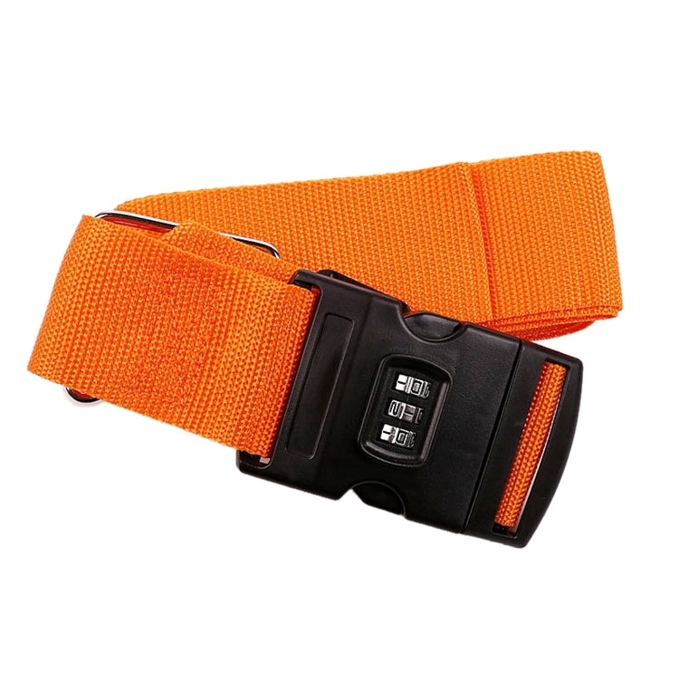 Adjustable luggage strap with a 3-digit lock, bright colors, and luggage tag slot for secure travel.