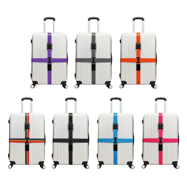 Adjustable luggage strap with a 3-digit lock, bright colors, and luggage tag slot for secure travel.