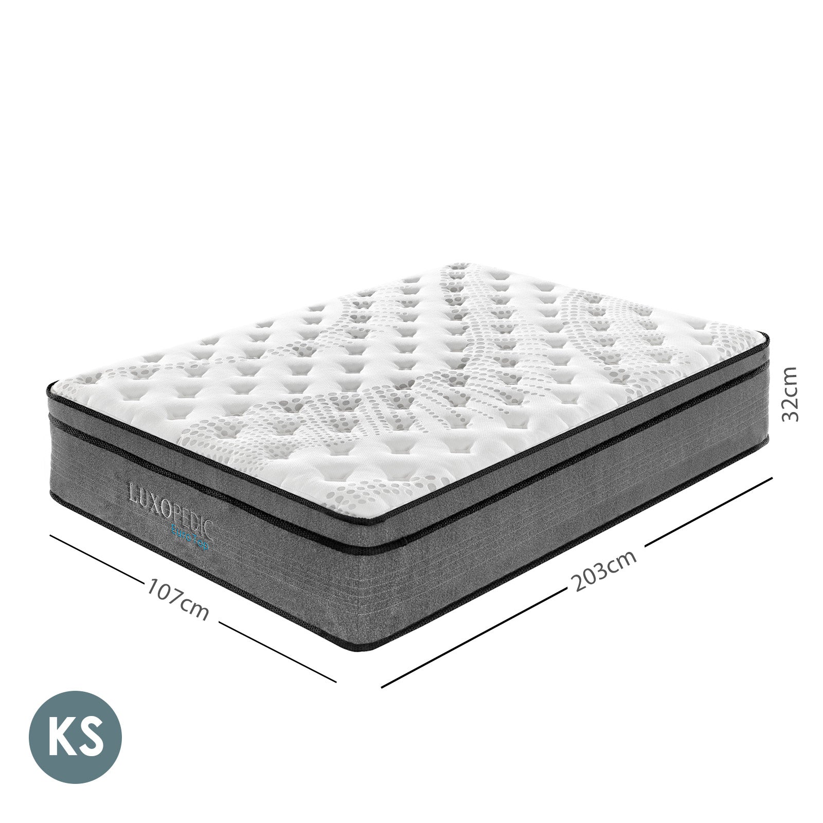 Luxopedic Pocket Spring Mattress with Euro Top and cool-touch cover, showcasing its plush design and 5-zone support system.