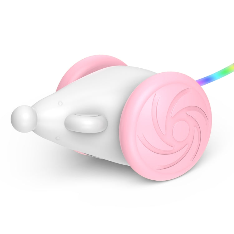 M1 Automatic Light Crazy Mouse Pet Toy in pink, featuring a light-up tail and compact design for small pets.