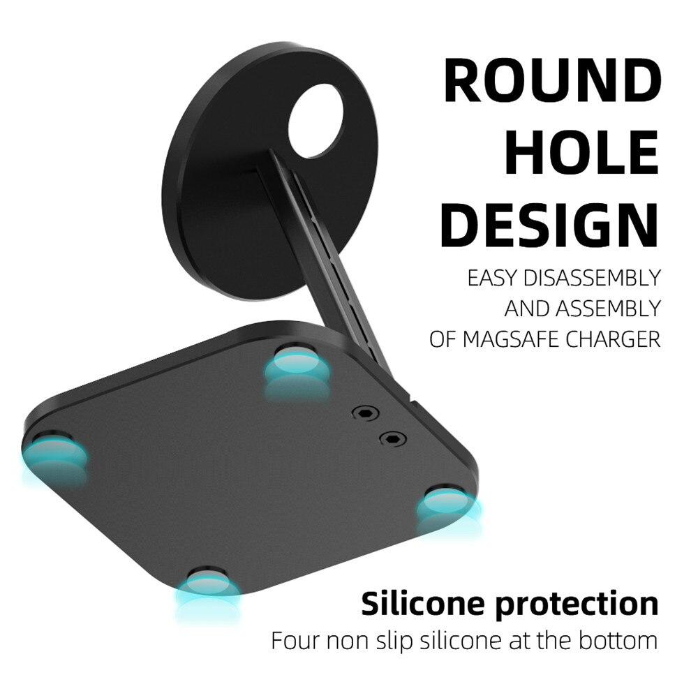 Magnetic Wireless Phone Charging Base Holder designed for iPhone 12 Pro Max and Mini, showcasing a sleek and modern design.