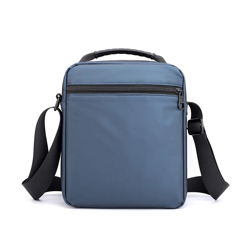 Man Classic Messenger Bag in high-quality nylon, showcasing its multifunctional design and compact size.