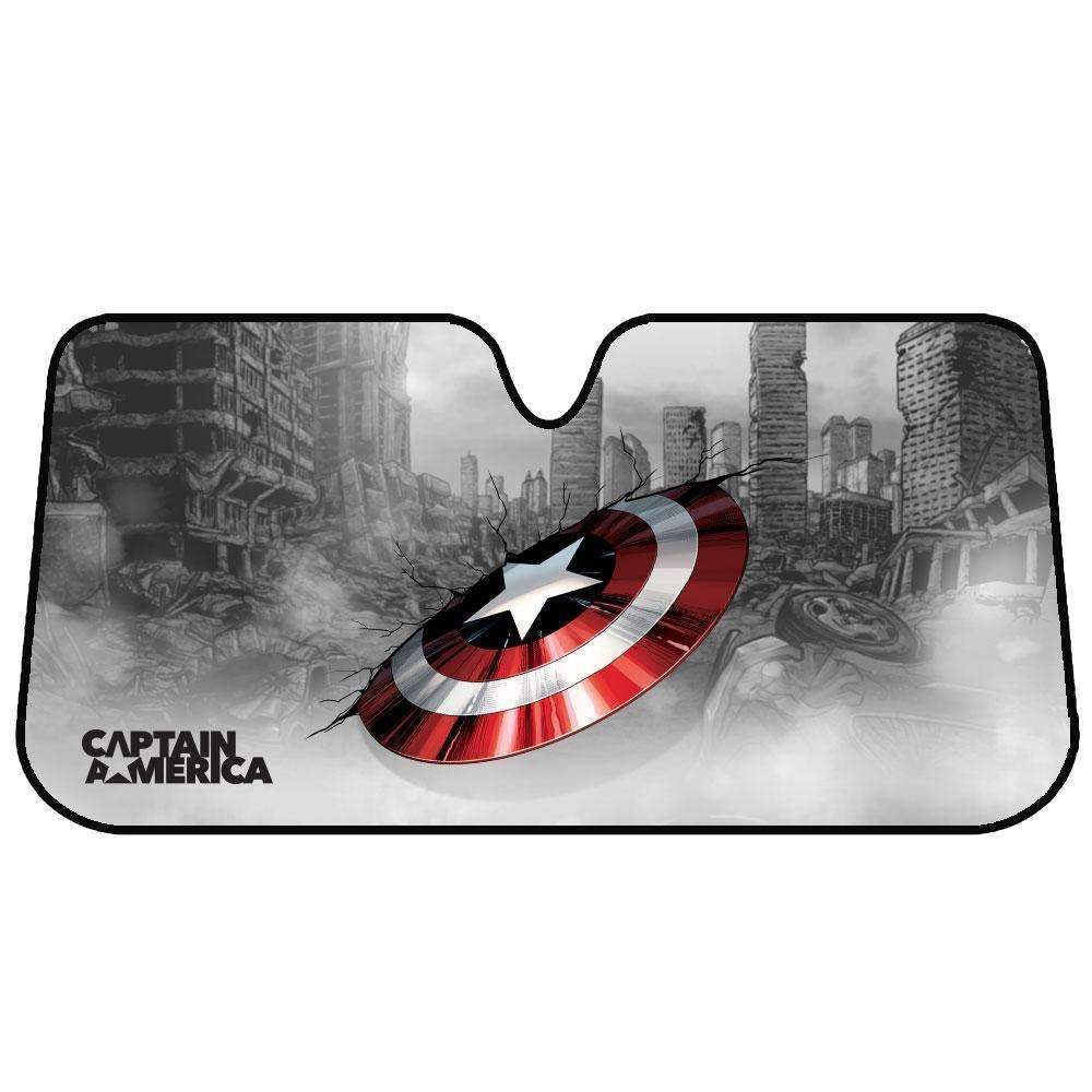 Marvel Avengers Captain America Sun Shade, featuring vibrant colors and iconic design, measuring 150cm x 70cm.