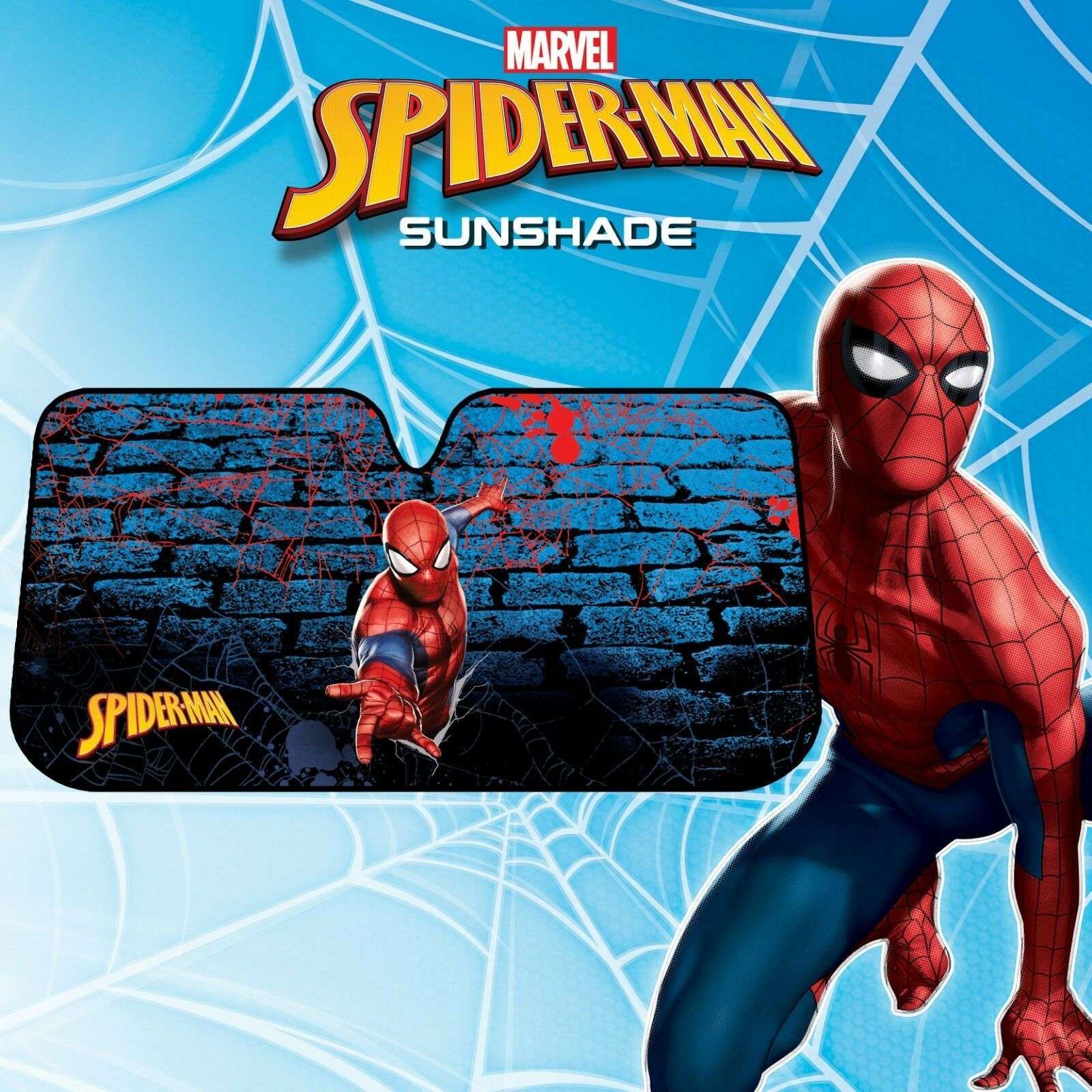 Marvel Avengers Spider-Man Sun Shade, 150cm x 70cm, featuring vibrant Spider-Man design for car protection.