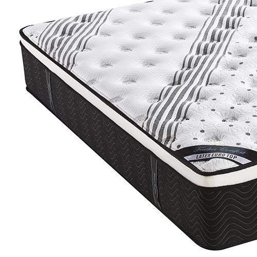 Euro Top Queen Size Pocket Spring Coil Mattress with soft Belgium knitted fabric and natural latex layer, showcasing its medium firmness and breathable design.