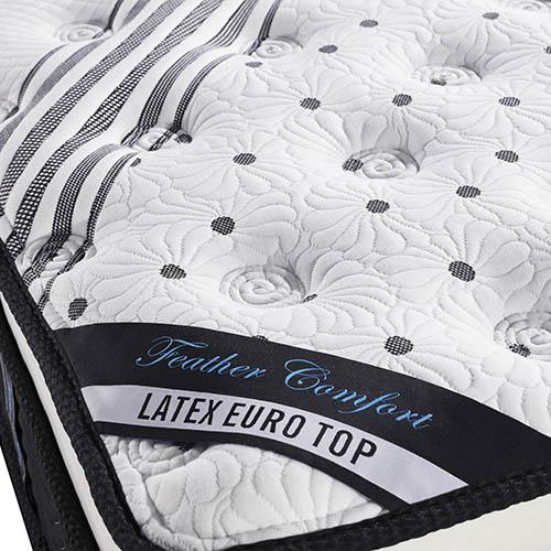 Euro Top Queen Size Pocket Spring Coil Mattress with soft Belgium knitted fabric and natural latex layer, showcasing its medium firmness and breathable design.