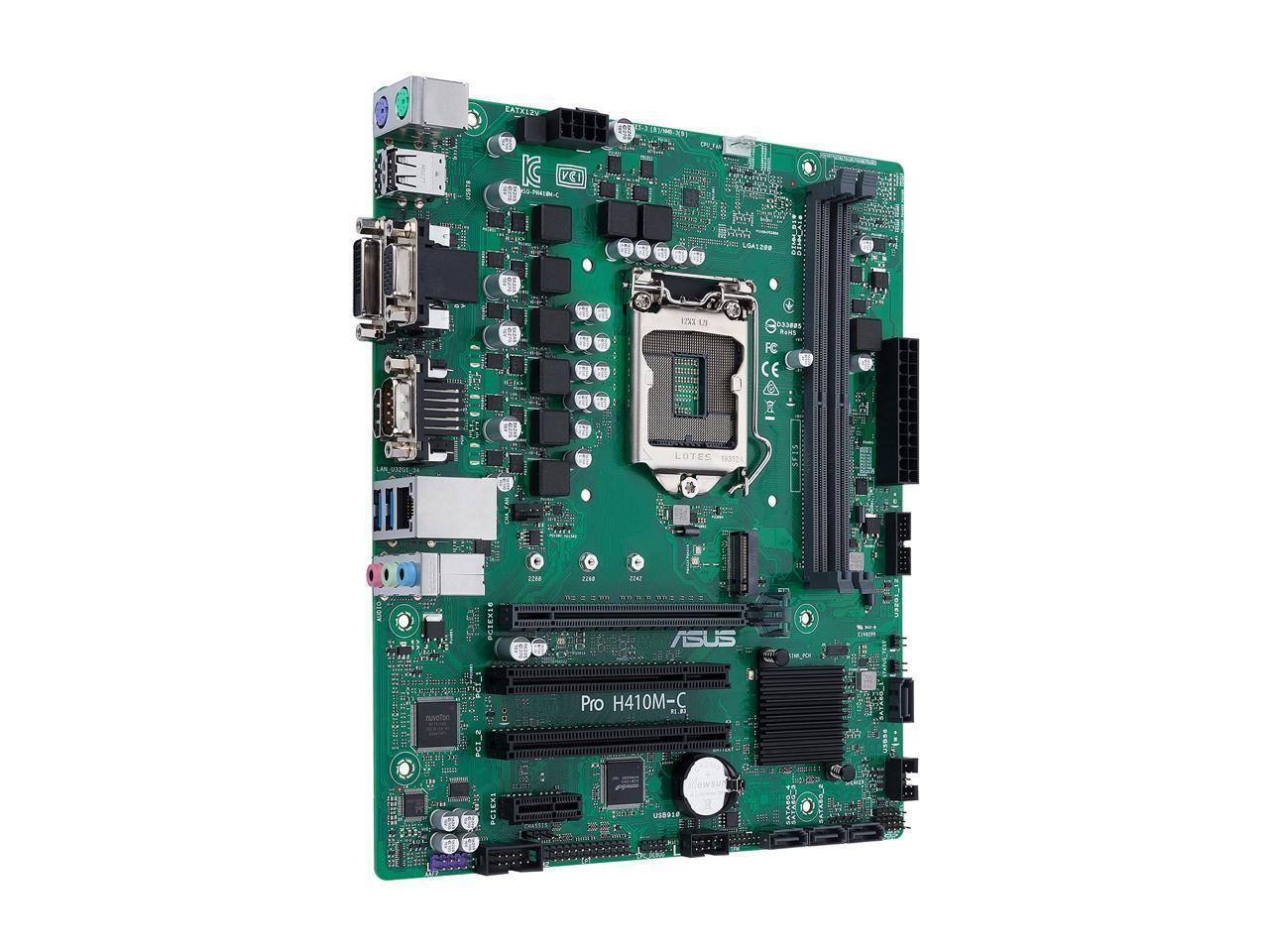 ASUS PRO H410M-C/CSM Micro ATX motherboard with LGA 1200 socket and SATA 6Gb/s support.