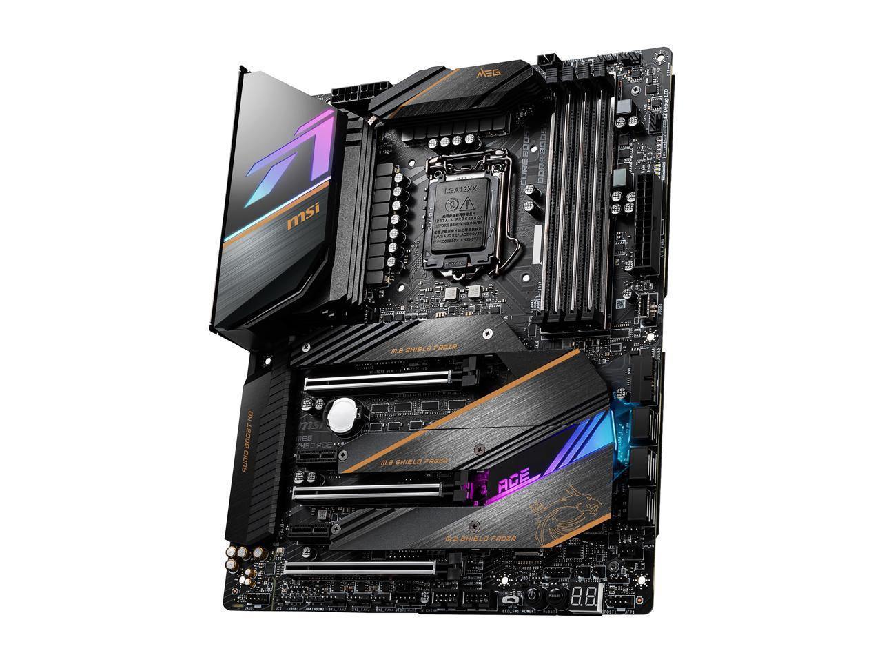 MSI MEG Z490 ACE R motherboard with LGA 1200 socket and sleek design.