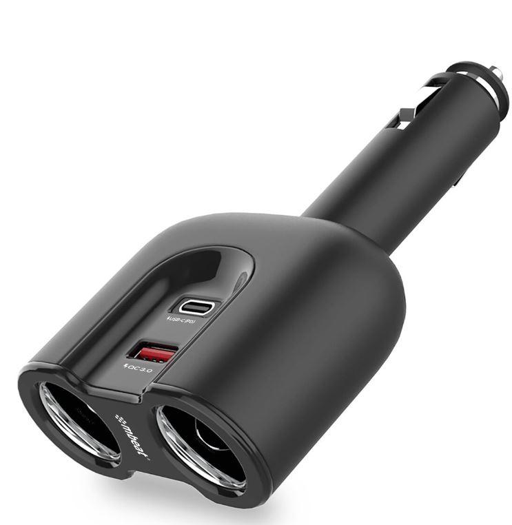 mbeat® Gorilla Power Dual Port USB-C PD & QC3.0 Car Charger with a sleek design, featuring dual ports for fast charging.