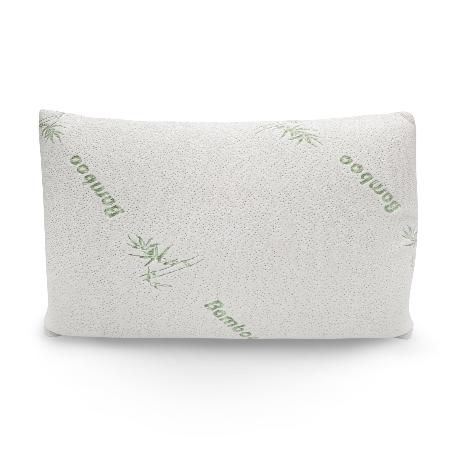 Bamboo-Covered Memory Foam Pillow with soft texture and removable cover, ideal for restful sleep.