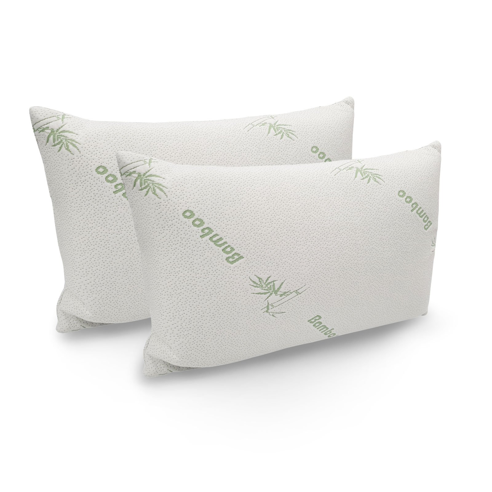 Bamboo-Covered Memory Foam Pillow with soft texture and removable cover, ideal for restful sleep.