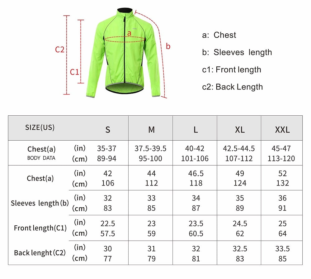 Men's cycling windbreaker jacket in vibrant color, showcasing windproof and waterproof features, ideal for mountain biking.