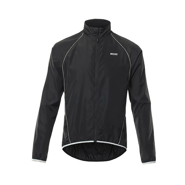 Men's cycling windbreaker jacket in vibrant color, showcasing windproof and waterproof features, ideal for mountain biking.