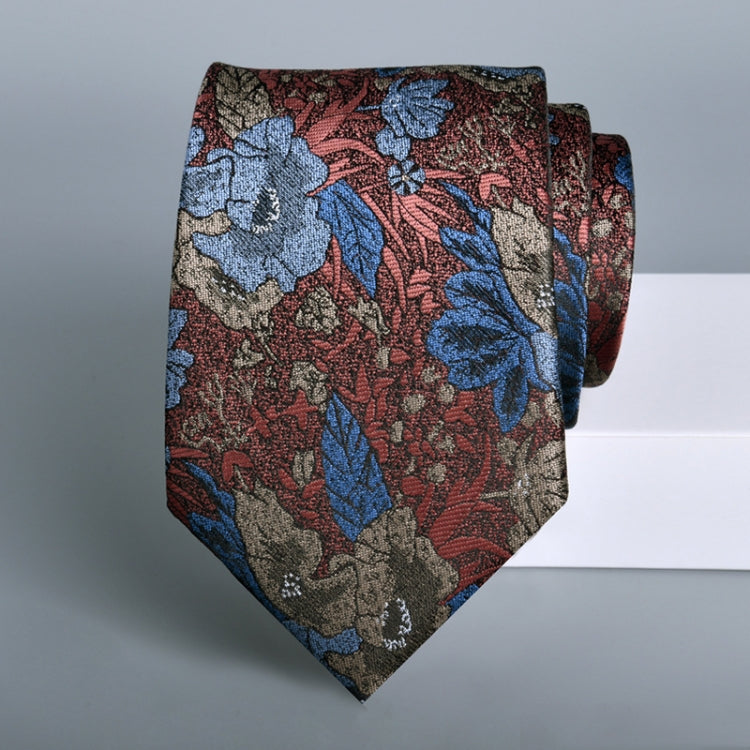 Men's formal casual business floral tie made of polyester silk, featuring intricate jacquard patterns in various colors.