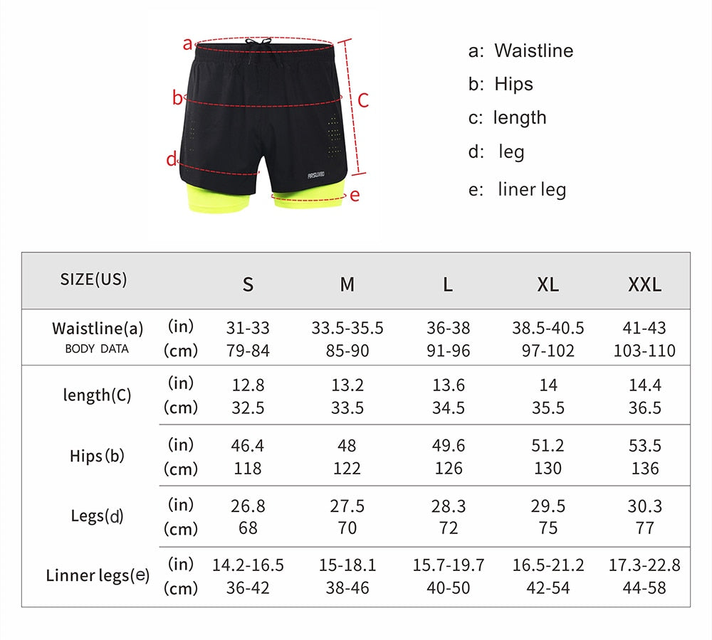 Men's running shorts featuring a 2 in 1 design with a longer liner, made from stretchable and quick-dry materials, ideal for outdoor sports and gym workouts.