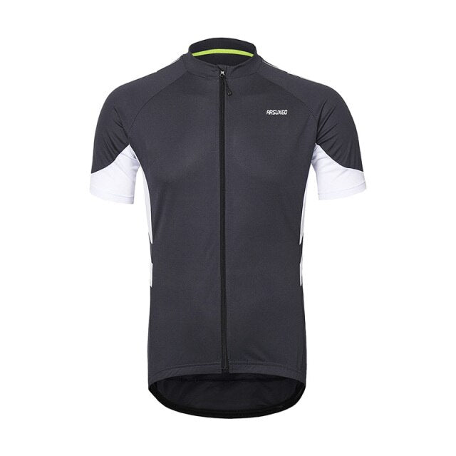 Men's short sleeves cycling jersey in vibrant colors, featuring a full zipper and breathable fabric, ideal for biking in various seasons.