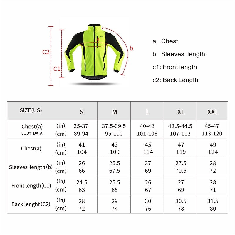 Men's winter cycling jacket featuring fleece lining, windproof and waterproof materials, reflective details, and multiple pockets for convenience.