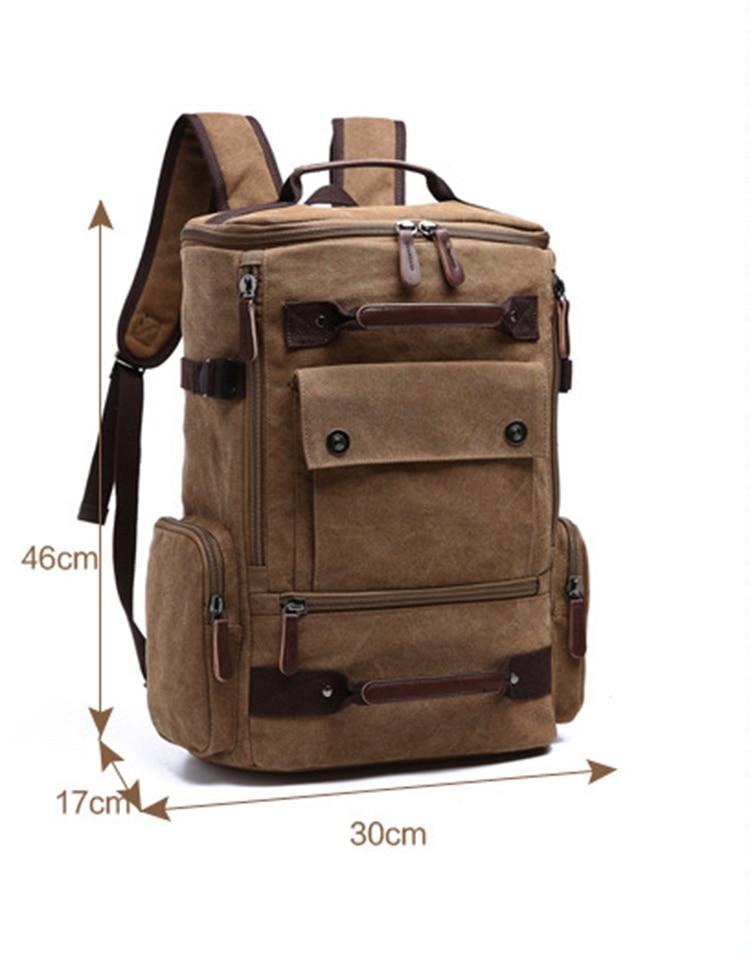 Men's Vintage Canvas Backpack in a stylish design, featuring multiple compartments and durable material, ideal for school and travel.