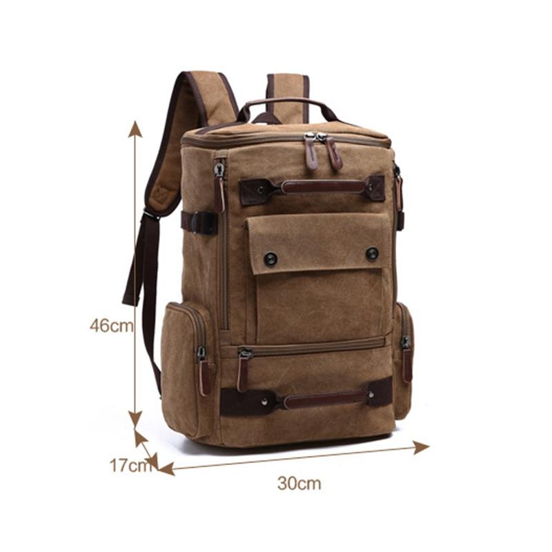 Men's Vintage Canvas Backpack in a stylish design, featuring multiple compartments and durable material, ideal for school and travel.