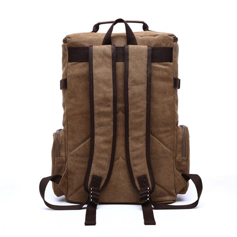 Men's Vintage Canvas Backpack in a stylish design, featuring multiple compartments and durable material, ideal for school and travel.